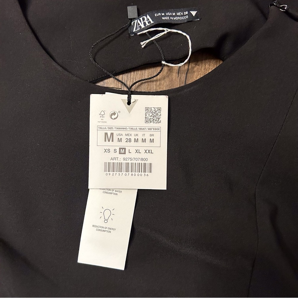 ZARA NWT Black Open Back Tall length Lace Up Strappy Long Sleeve Mini Dress - Picture 11 of 11